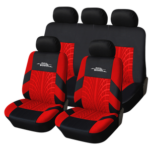 Ensemble de 5 housses de siège de voiture classiques universelles rouges, imprimées en 3D, imperméables, résistantes aux rayures, s'adaptent à la plupart des voitures à cinq places - Fabriqué en PU - Product Image 1