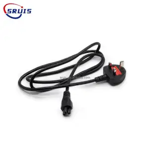 British 3 Prong Plug Extension Cable fused UK BS 3pin 15A AC Cords Electric Lead IEC C7 Connector Fused UK Power Cord