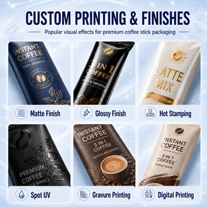 Bustine di Caffè Istantaneo 3 in 1 in Confezione con Chiusura Posteriore, Personalizzabili OEM, 5g 10g, Caffè in Polvere Monodose in Piccole Buste Piatte - Product Image 4