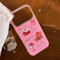 Coque de téléphone rose style dessin animé pour Apple iPhone 17 PM, motif chiot rose scintillant, coque rigide antichoc pour iPhone 16 15 14 13 12