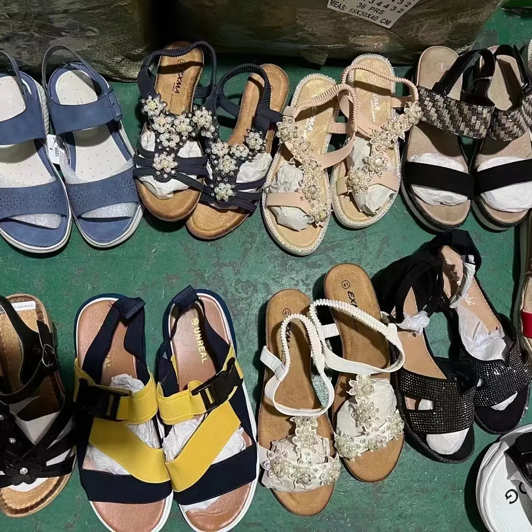 Sandals Women Soft Sole Flat Beach Shoes elastic fabric Casual Wedges Sandals Closed Toe Sandal