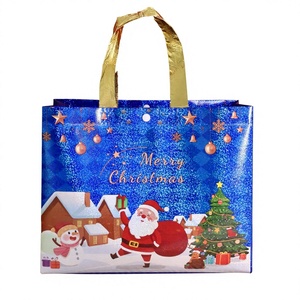 Sacs cadeaux de Noël personnalisables, écologiques, durables, non tissés, enduits, imperméables, avec motif Père Noël, pour emballages de fête - Product Image 6