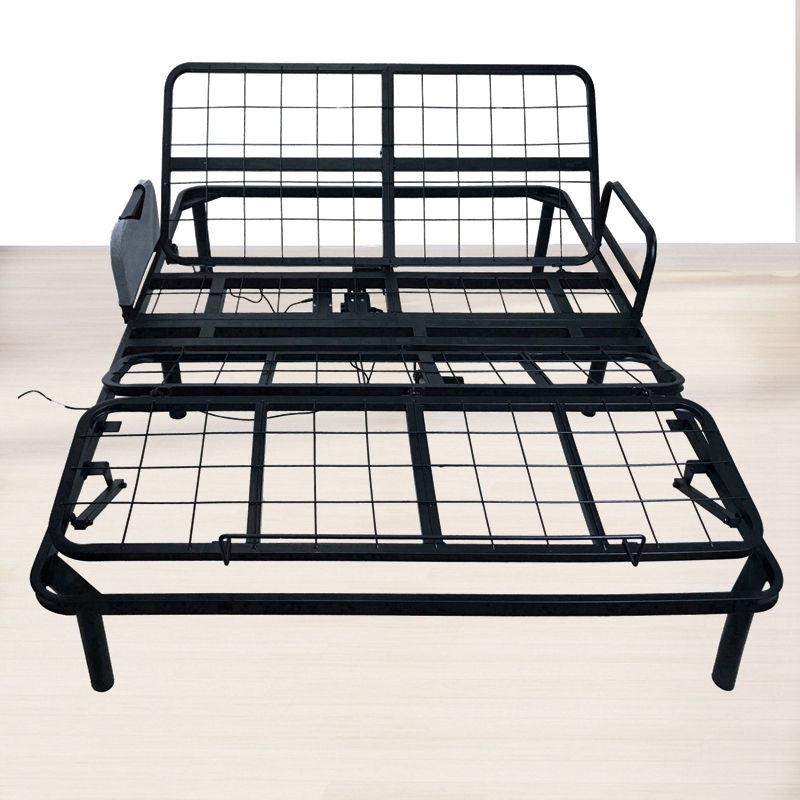 Manufacturer Custom Folding adjustable electric bed Welding Hotel Military Double Metal Bed Frame