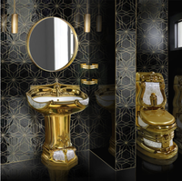 Ensemble de toilettes en céramique royale européenne dorée de luxe, deux pièces, cuvette de toilettes en forme de dragon, toilettes dorées