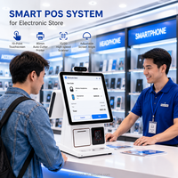 Système de point de vente tout-en-un avec écran tactile 15,6 + 11,6 pouces, systèmes de point de vente carrés, caisse enregistreuse