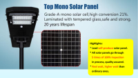 Lampe solaire de rue en aluminium 18000LM, extérieure, IP65, étanche, LED, avec télécommande et détecteur de mouvement
