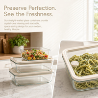 Boîte à lunch empilable en verre borosilicate de haute qualité, sans BPA, avec logo personnalisé, couvercles hermétiques, compatible micro-ondes, récipient pour la préparation des repas