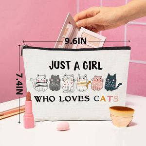 Pochette de maquillage amusante pour chatons, cadeaux pour les amoureux des chats, sac cosmétique en toile avec logo personnalisé, trousse de toilette à fermeture éclair pour filles - Product Image 2