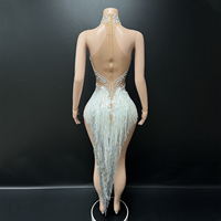 Novance Y5430 Produits les plus vendus Costumes de danse latine chics à franges en maille pour femmes Strass Perles Vêtements de scène pour chanteurs