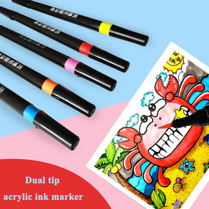 Marqueur de peinture acrylique à double pointe, pointe fine et pointe pinceau pour la peinture sur pierre, roche, métal, plastique, dessin - Product Image 4