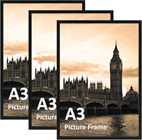 Bingkai Foto PVC Hitam A3 dengan Pengait Putar & Panel Pelindung, Bingkai Foto Dinding Horizontal/Vertikal untuk Dekorasi Dalam Ruangan