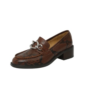 <span class=keywords><strong>Zapatos</strong></span> Planos Elegantes de Cuero Marrón para <span class=keywords><strong>Mujer</strong></span>, Diseño Floral, Tacón Cuadrado, Cierre de Cremallera, Entresuela de Gel, Transpirables, para Verano y Otoño - Product Image 1