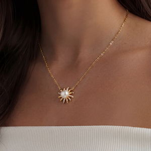 Collier en argent S925 avec perle d'eau douce, pendentif décoratif en forme d'éventail avec pavé de CZ, bijou cadeau pour femme - Product Image 4