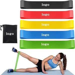 Großhandel individuelles Logo Training Dehnungsbänder Mini Latex Yoga Trainingsbänder Set Schleife Fitness Widerstandsbänder