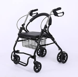 Marcheur extérieur à forte demande pliant pour la chaise roulante aînée avec siège pour personnes handicapées Shopping Rollator à quatre roues en aluminium - Product Image 2