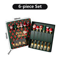 Ensemble de fourchettes et cuillères à dessert en acier inoxydable doré de haute qualité, promotionnel, 6 pièces, 4 pièces, 2 pièces, avec boîte cadeau de Noël