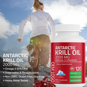 Huile de Krill de l'Antarctique 2000 mg Oméga-3s EPA DHA Astaxanthine Phospholipides Gélules Molles Huile de Krill 120 Gélules - Product Image 4