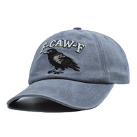 Gorra de Béisbol F-CAW-F de 6 Paneles, Ajustable, de Algodón, con Bordado de Cuervo |   Gorra estilo americano vintage para papá