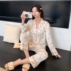 ชุดนอนแขนยาวลายการ์ตูนน่ารักใหม่เอี่ยม เอวยางยืด ใส่สบาย ระบายอากาศได้ดี เหมาะสำหรับฤดูใบไม้ผลิ ชุดลำลองสำหรับผู้หญิง สวมใส่สบายๆ อยู่บ้าน - Product Image 3