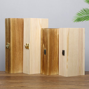 Boîte de rangement rectangulaire en bois massif, petite boîte cadeau, boîte de rangement pour thé de style rétro simple avec couvercle pour éviter la poussière et la saleté. - Product Image 4