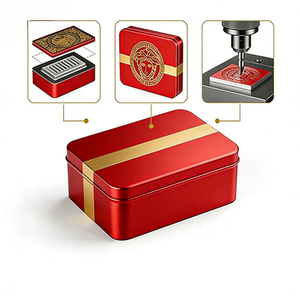 Boîte de rangement en acier inoxydable personnalisée en usine avec badge sur mesure et accent doré - Product Image 3