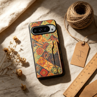 Étui de téléphone portefeuille en liège floral imprimé et gaufré Denior avec 3 emplacements pour cartes, compatible avec les séries Pixel 11/10/9/8/7/6