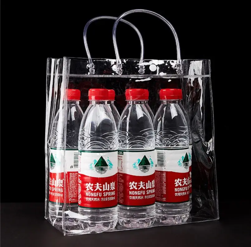 Sublimation Tote Bag Rope Handle Clear Frosted Tote Bag Clear Zipper PVC Plastic Cosmetic Bag With Handle