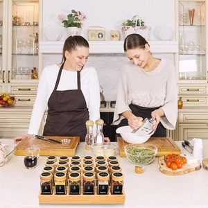 Natural Bamboo Herb &amp; <strong>Spice</strong> Rack Cabinet Set with <strong>Jars</strong> Eco-Friendly <strong>Spice</strong> Storage Tools - Product Image 2