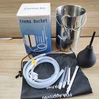 Seau pour lavement en acier inoxydable 304, 1,6 L, portable, pour usage domestique, pour café, lait et appareil de lavement, avec sac de rinçage