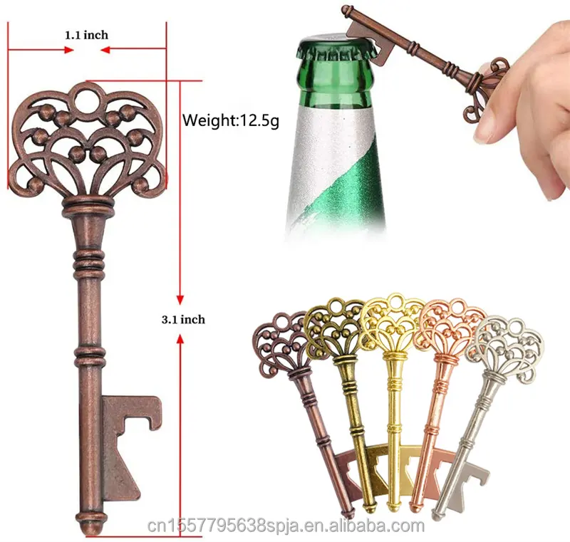 Kim loại Key Shape bia mở chai phụ kiện nhà bếp cổ điển Keyring công cụ mở Antique quà tặng cho khách