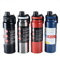 Bouteille d'eau isotherme en acier inoxydable de grande capacité, portable, pour le sport et les voyages en plein air