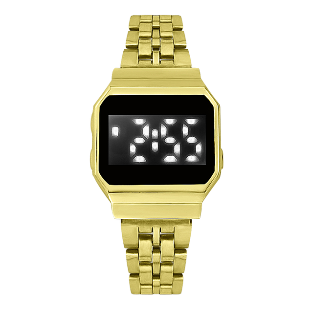 HOT SALE Luxury Gold Silver Sports Watches Men Women LED Digital Wristwatches Retro Steel Band Electronic Watch Wrist Clock