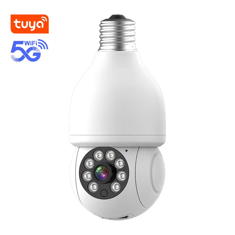 5G Home Smart E27 2MP Full Color Night Vision 360 degree Wireless Wifi CCTV Security Tuya Indoor Bulb camera