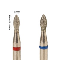 Tête de coupe de 1.8mm, goutte de flamme, Stock F M Pro, préparation de manucure, grain fin russe, cuticule pointue "BUD", foret à ongles diamant