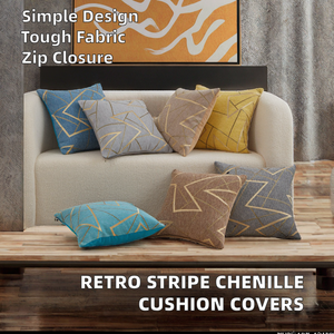Housse de coussin géométrique carrée en chenille écologique avec fermeture éclair, style moderne pour hôtel et maison, <span class=keywords><strong>taie</strong></span> <span class=keywords><strong>d</strong></span>'<span class=keywords><strong>oreiller</strong></span> <span class=keywords><strong>d</strong></span>écorative – Grande Vente - Product Image 2