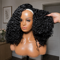 Perruques en cheveux humains bouclés birmans 3-en-1, demi-perruque vierge non traitée, bouclée crépue avec cordon de serrage