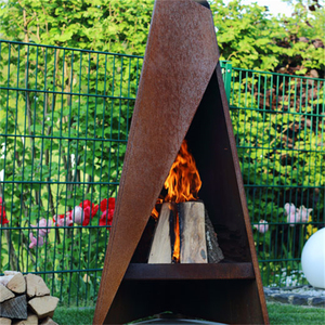 Brasero d'extérieur scandinave en Corten, conception de combustion efficace sans fumée à flux d'air, construction renforcée avec joints de coin soudés - Product Image 6