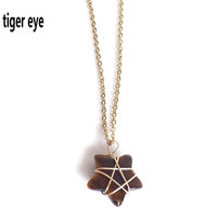 Nouveau design enroulement fil de cuivre étoile forme pierre précieuse pendentif collier guérison cristal énergie Reiki collier pour femmes cadeau