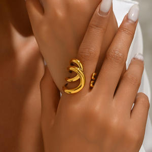 แหวนเครื่องประดับแฟชั่นดีไซน์ลายเส้นหลายเส้นแบบไม่สม่ำเสมอสำหรับ2025 - Product Image 3