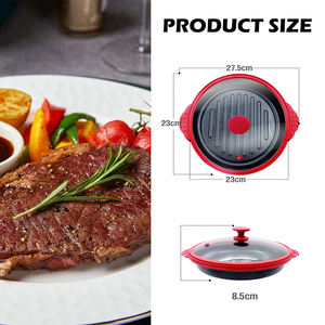 กระทะย่างเกาหลีอเนกประสงค์ที่เข้าไมโครเวฟได้พร้อมฝาปิดสำหรับย่างเนื้อแซนวิชผักที่บ้านถาดอบอาหาร - Product Image 3