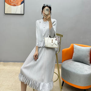 La nouvelle annonce automne et hiver tempérament à manches longues Tweed veste gilet et fesses enveloppé robe deux pièces ensemble - Product Image 2