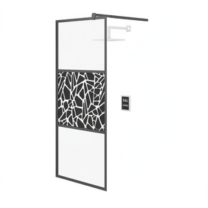 Pared de ducha con diseño de piedra negra, 35,4 "x 76,8", modelo de vidrio ESG D0100HX42K2 para mejora de baño - Product Image 1