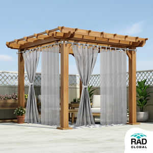 Rideau d'extérieur en boucle 150 GSM gris clair avec un style moderne et doux pour une ombre élégante, une intimité et un balcon aéré - Product Image 3