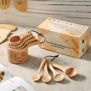 Madera de haya, 8 piezas, accesorios de cocina, bonitas <span class=keywords><strong>tazas</strong></span> <span class=keywords><strong>medidoras</strong></span> y cucharas <span class=keywords><strong>medidoras</strong></span> <span class=keywords><strong>para</strong></span> ingredientes secos, taza medidora y cuchara <span class=keywords><strong>para</strong></span> <span class=keywords><strong>dieta</strong></span> - Product Image 5