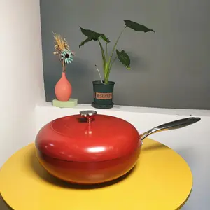 Cottura pentole in alluminio pressofuso con rivestimento in ceramica wok antiaderente con coperchio