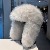 Topi Ushanka Bulu Mink Palsu Mewah untuk Wanita, Topi Trapper Hangat dan Lembut untuk Musim Dingin dengan Penutup Telinga Berbulu