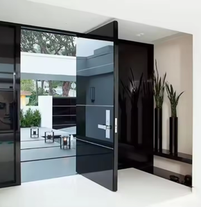 Porte d'entrée en acier inoxydable au design moderne, porte pivotante de style luxueux antivol intelligente pour villas - Product Image 2