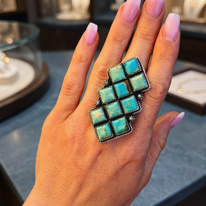 Exclusive Mohave <b>Turquoise</b> 925 Sterling Silver Natural Gemstone Cute Statement <b>Ring</b> for Women/Unisex - Product Image 2