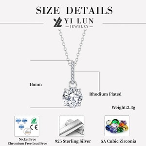 Collier pendentif en argent sterling 925 avec zircone cubique, chaîne classique pour fiançailles, bijoux pour femmes, cadeau de fête ou de mariage - Product Image 4