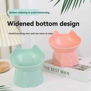 Comedero elevado para mascotas de gran capacidad, ergonómico, con soporte alto, protección para el cuello de perros y gatos, anticaídas, de plástico. - Product Image 2